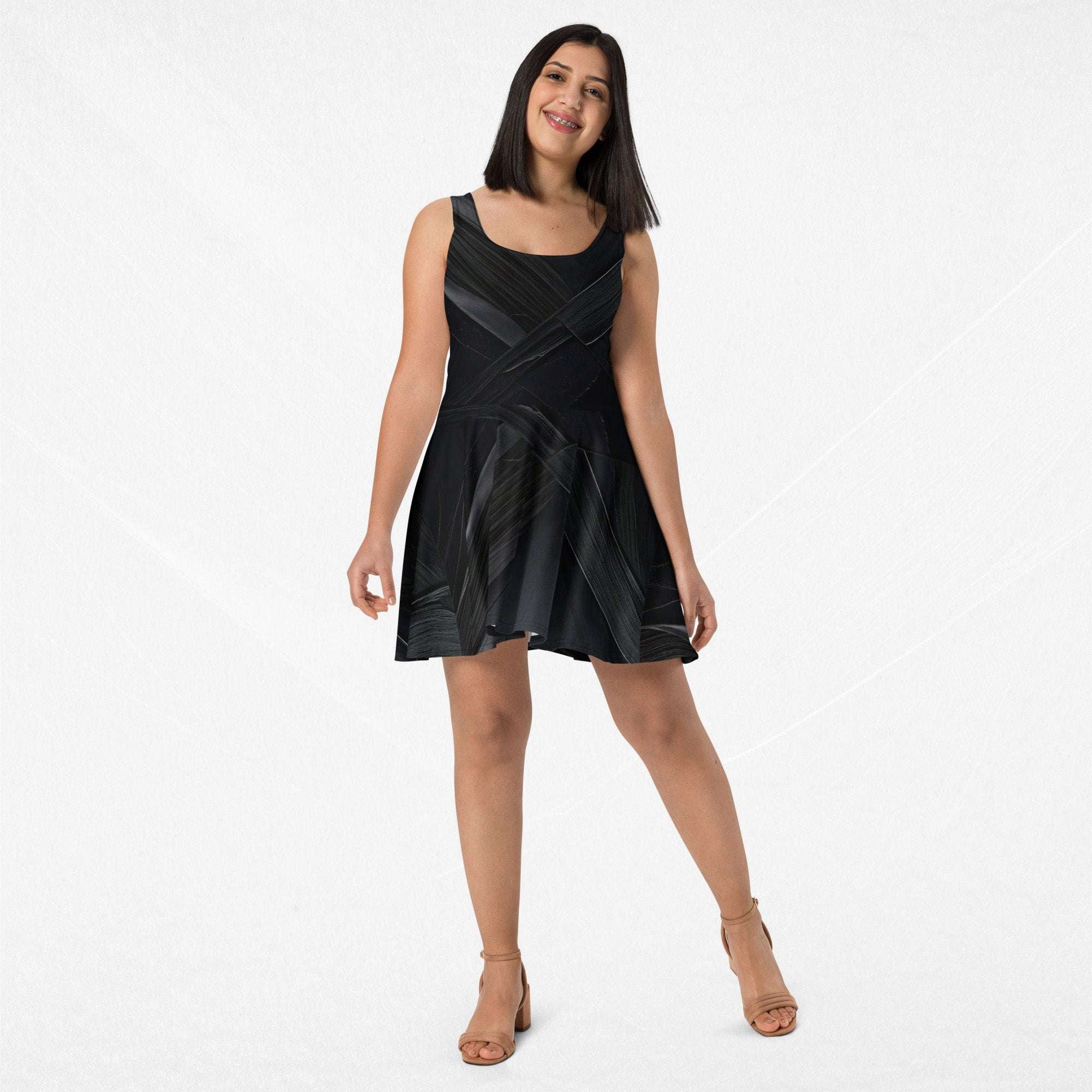 Women's Deep Black Skater Dress (No.08) | The Signature Collective Form Finding Design Women's Deep Black Skater Dress (No.08) | The Signature Collective Form Finding Design