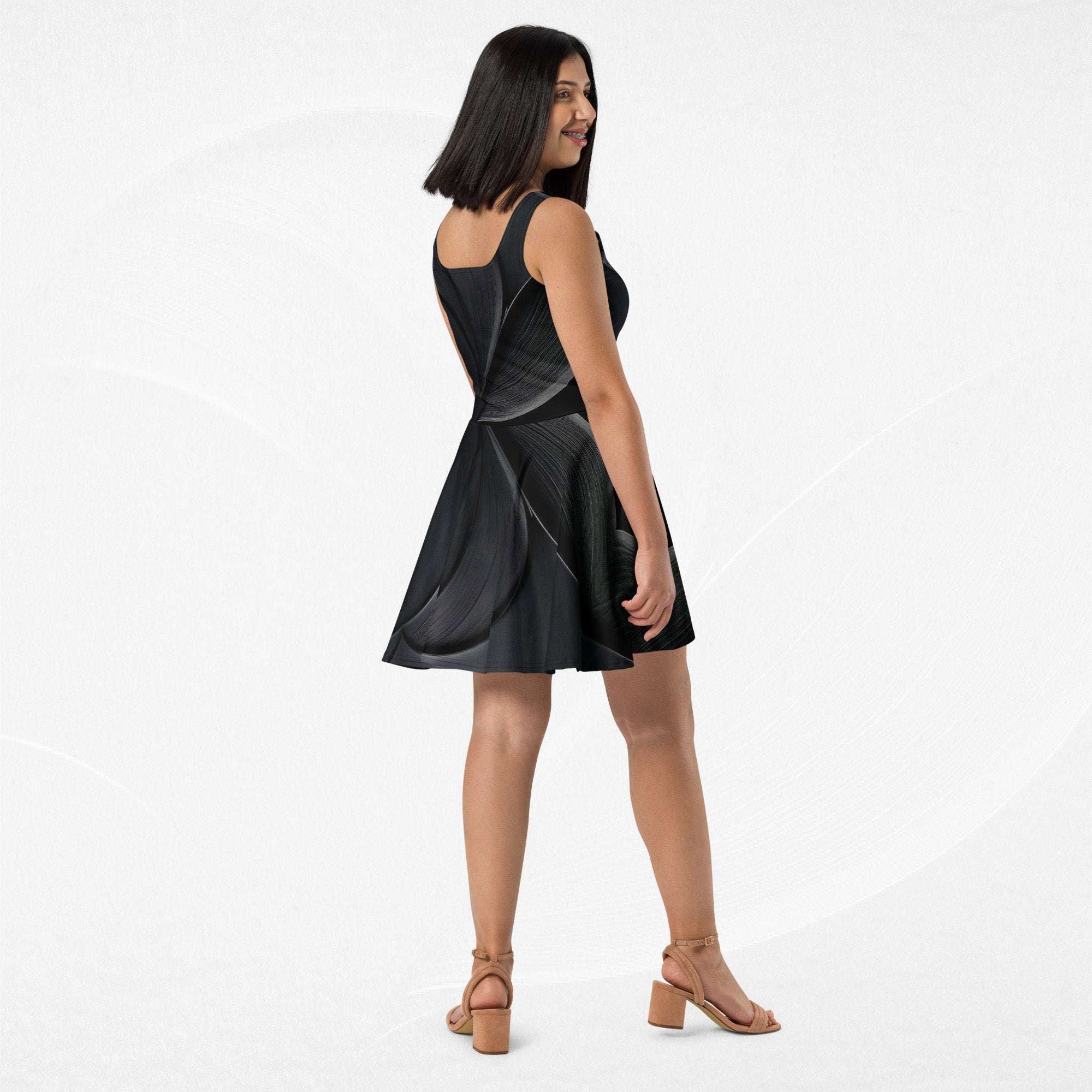 Women's Deep Black Skater Dress (no.04)