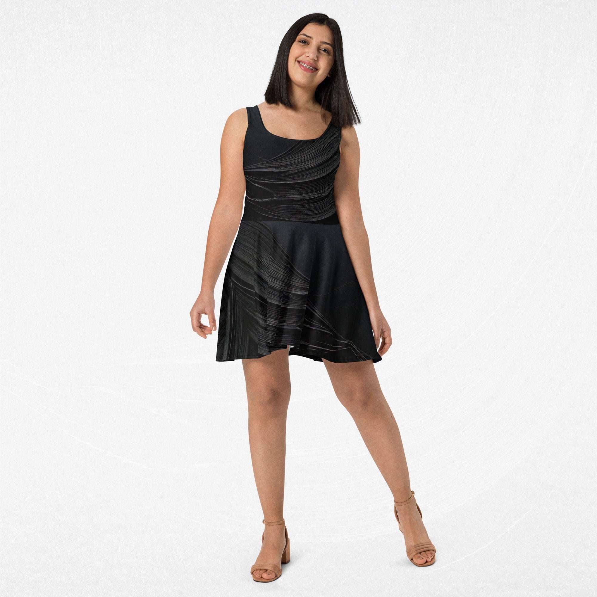 Women's Deep Black Skater Dress (No.06)