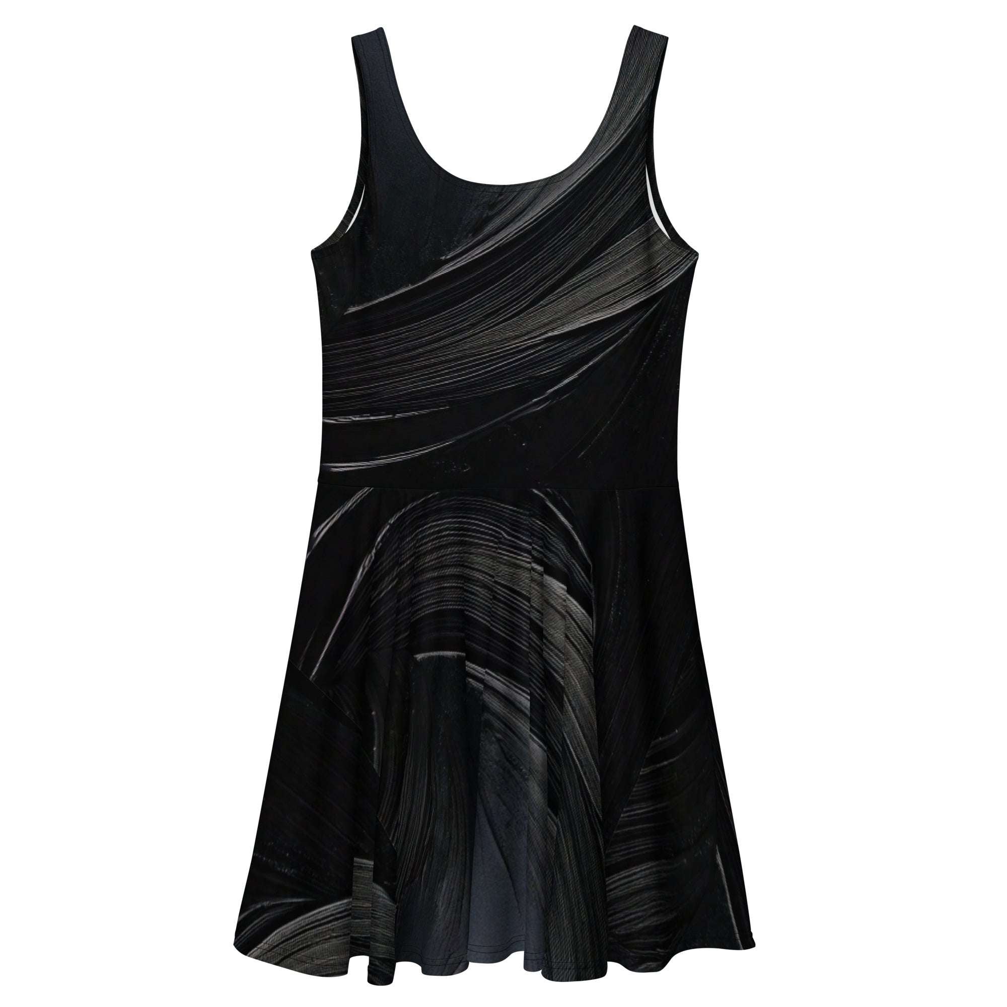 Women's Deep Black Skater Dress back