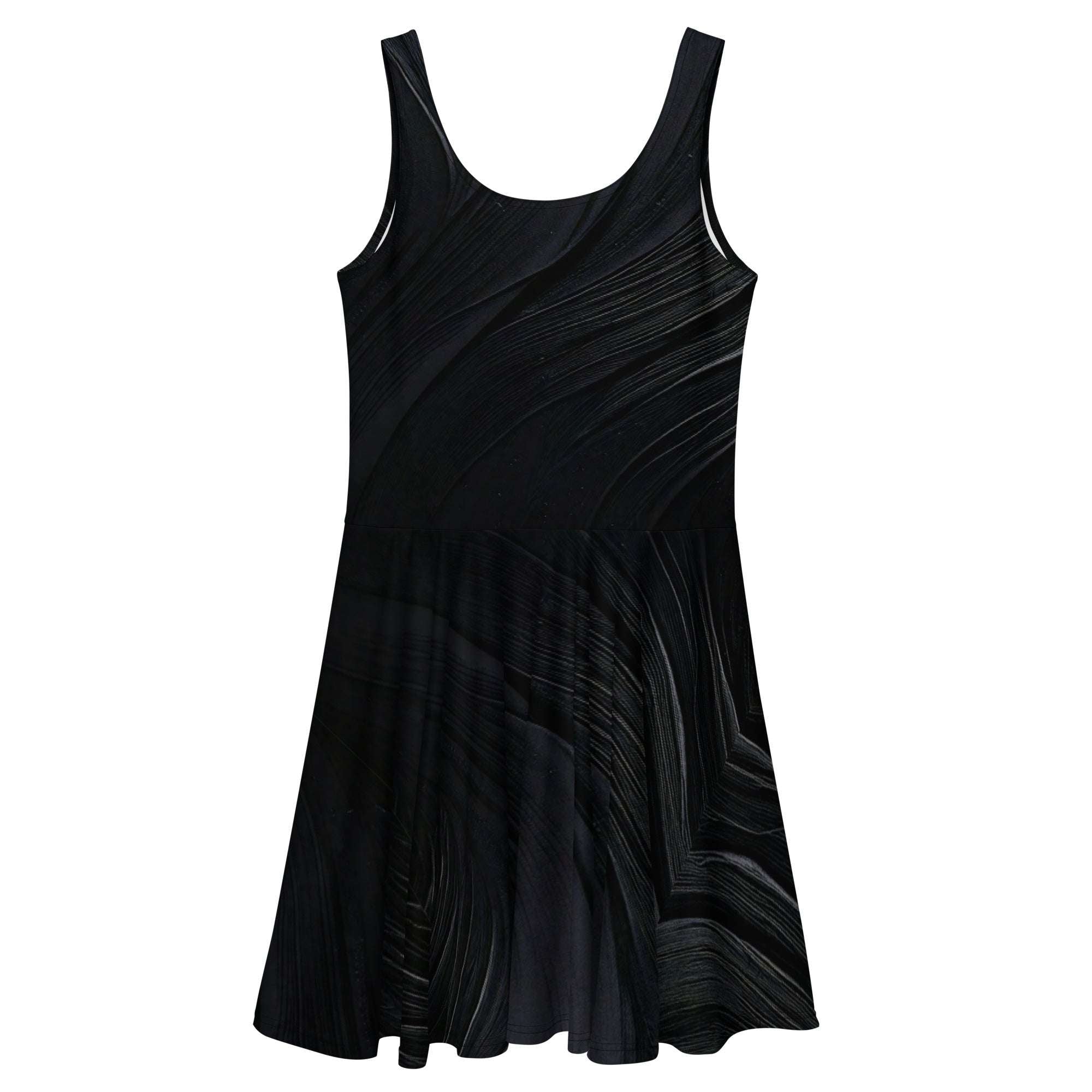 Women's Deep Black Skater Dress (No.05) back
