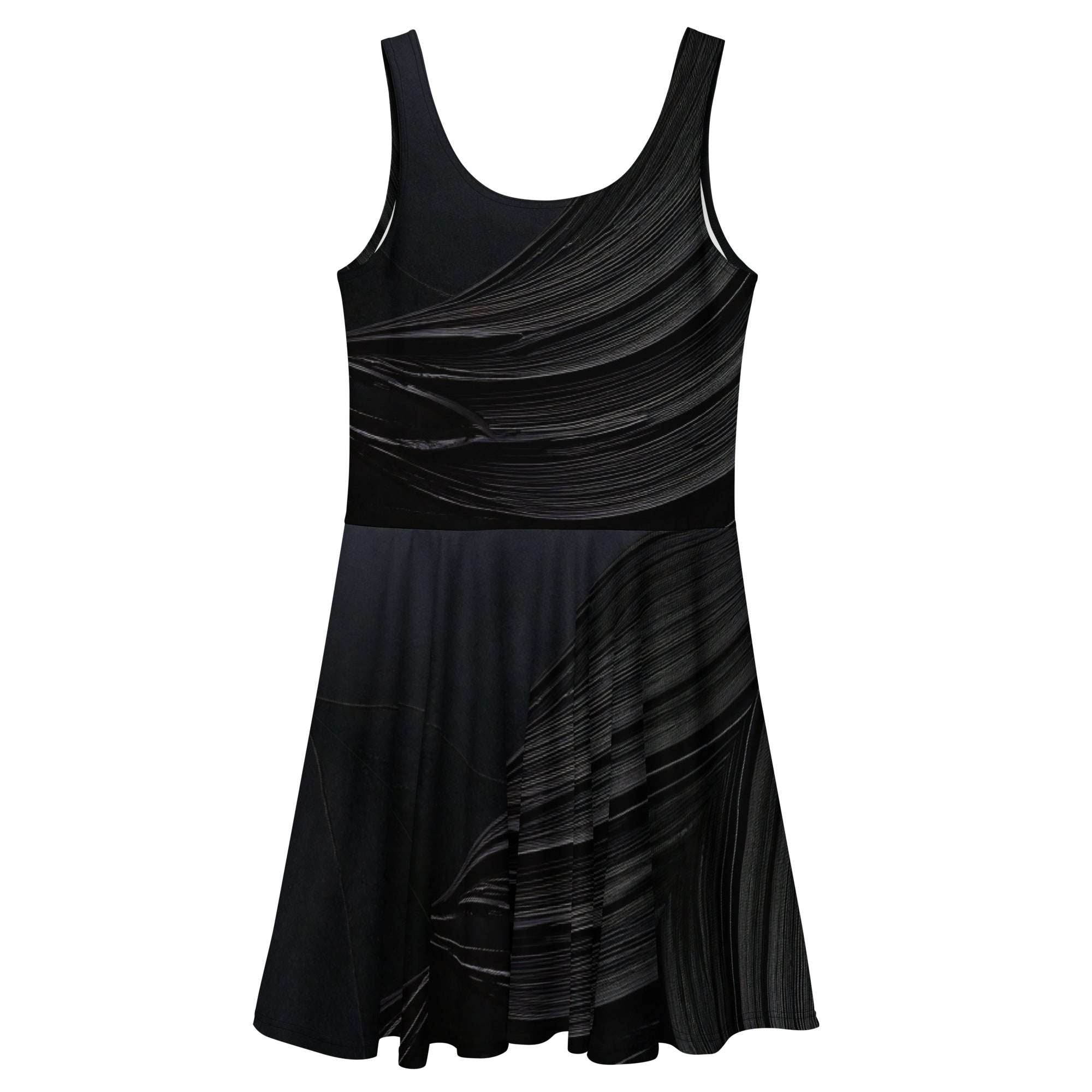 Women's Deep Black Skater Dress (No.06) back