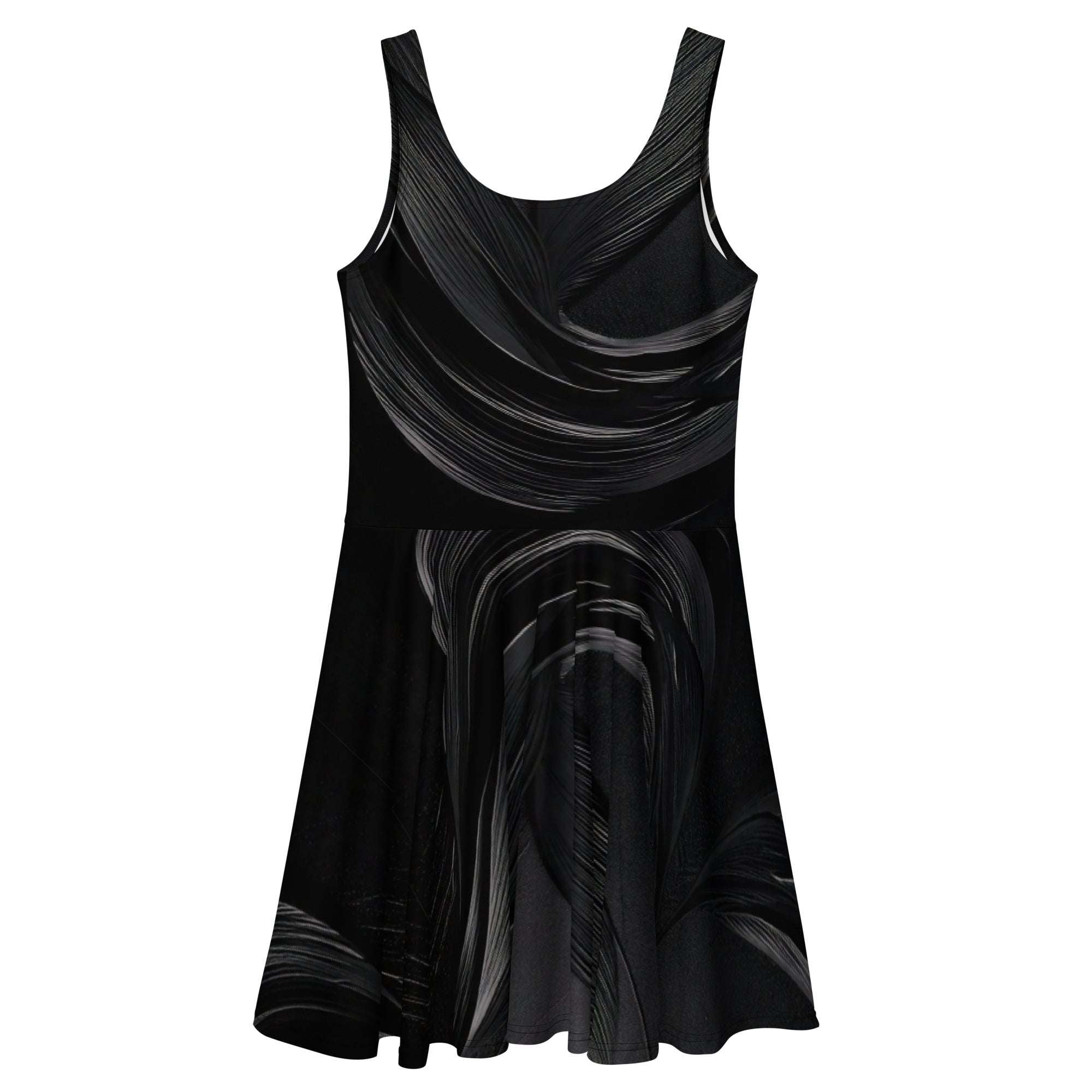 Women's Deep Black Skater Dress (No.09) back