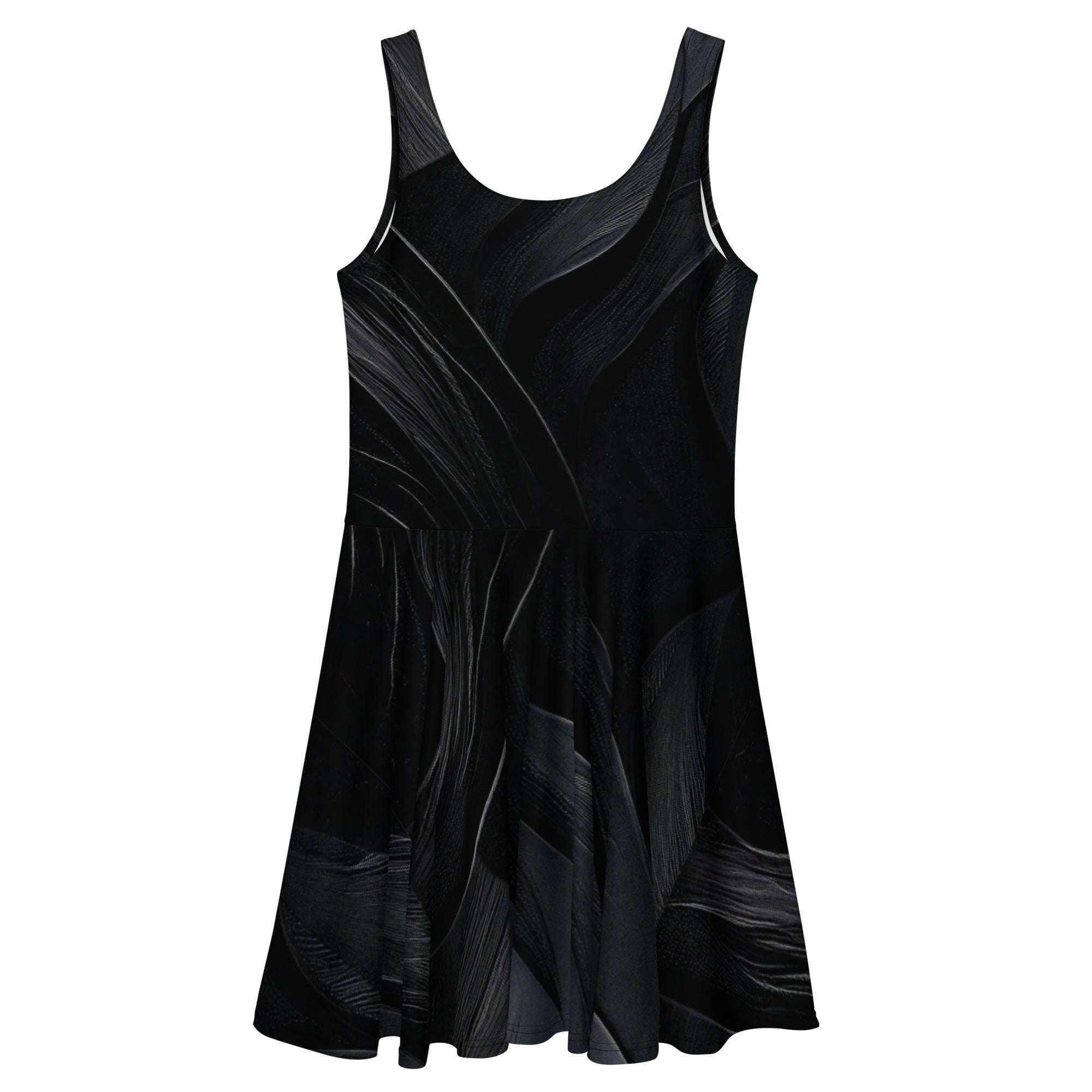 Women's Deep Black Skater Dress (No.10) back