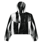 Black and white striped hoodie on a white background