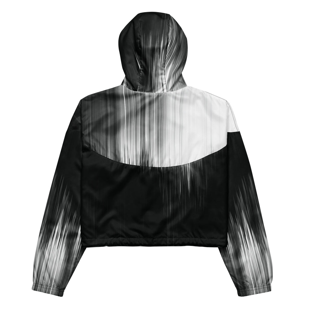 Black and white jacket with a blurred effect on a white background