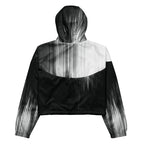 Black and white jacket with a blurred effect on a white background