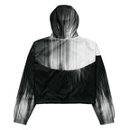 Black and white jacket with a blurred effect on a white background
