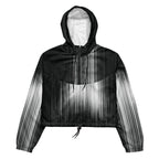 Black and white gradient jacket with hood on a white background