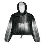 Black and white gradient jacket with hood on a white background