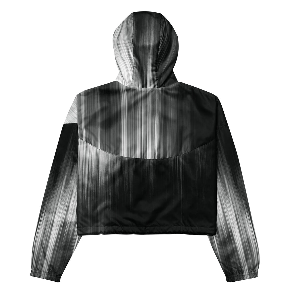 Black and gray hooded jacket on a white background