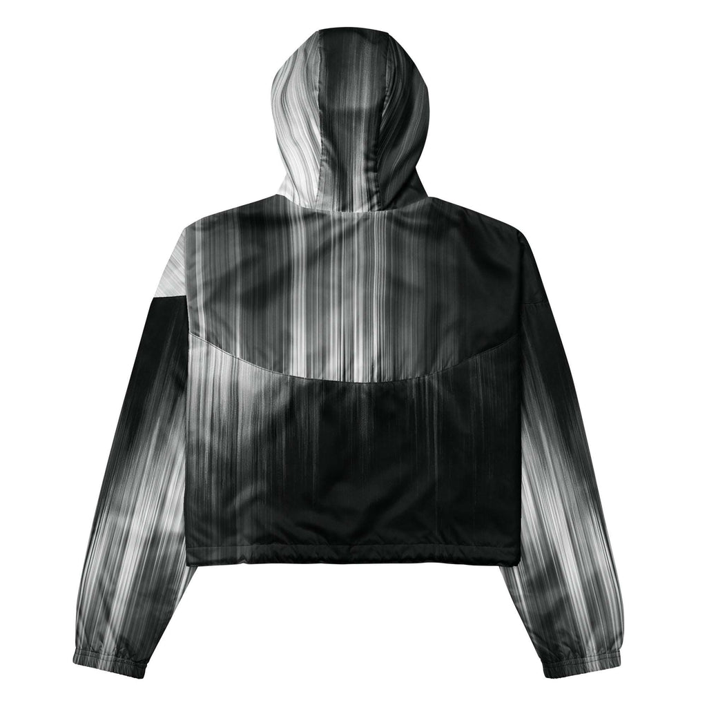 Black and gray hooded jacket on a white background
