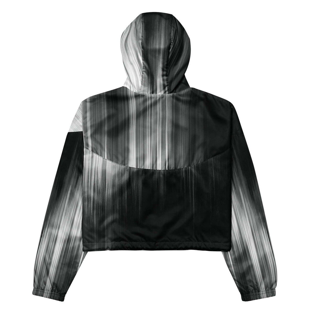 Black and gray hooded jacket on a white background