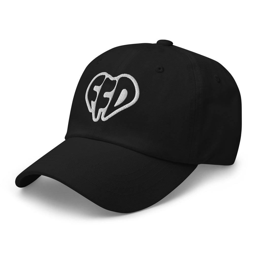 Black cap with 'FFD' text on a white background