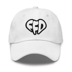 A white baseball cap with a black embroidered 'FFD' logo on the front, displayed against a clean white background.