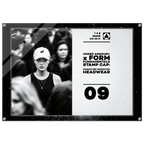 A rectangular framed print or poster with a black border, featuring a black-and-white photo of a woman in a cap on the left and printed text on the right that reads 'DEFINE YOUR LIFE UNDER ARMOUR x FORM FUNDAMENTALS STAMP CAP: SIGNATURE IMPRINTED HEADWEAR 09'.