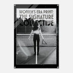 Poster of a woman on a tennis court with 'Women's Era Print: The Signature Collective' text.