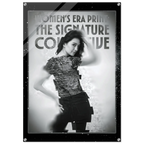 Poster of a woman wearing a patterned shirt with text about 'Women's Era Print' and 'The Signature Collective'.