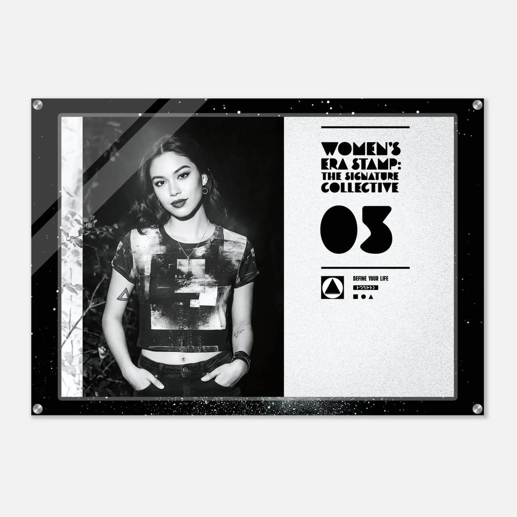 Poster with a black and white photo of a person and text on a white background