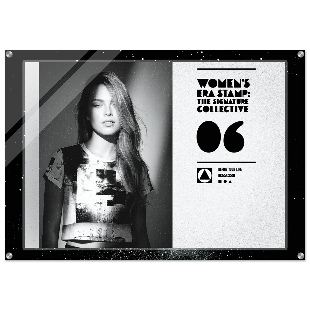 Black and white poster with a woman's face and text on a white background