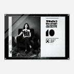 Poster with a woman sitting in a chair and text about 'Women's Era Stamp' on a white background.