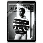 A black and white fashion poster featuring a model wearing a striped hoodie with the words 'FORM FINDING DESIGN' across the chest. The poster includes text reading 'WOMEN'S SIGNATURE HOODIE: IMPRINTED ICONOGRAPHY WEAR' and 'HOODIE' in small labels at the top corners.