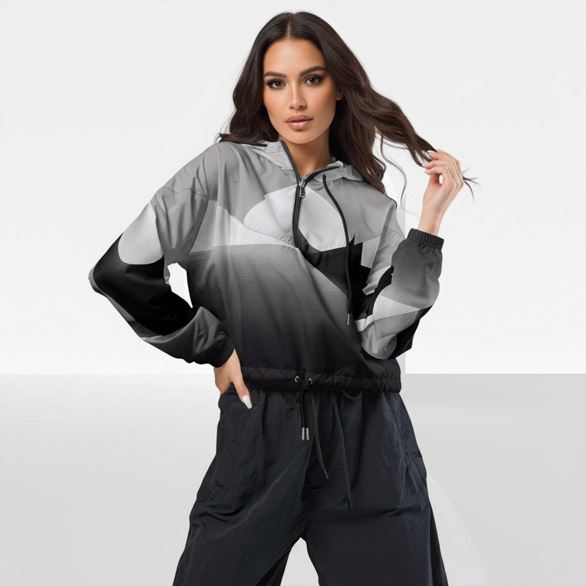 Women's ICN Cropped Windbreaker Print (No.17)