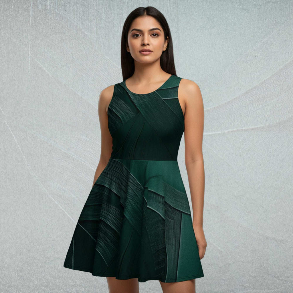 Women's Deep Green Skater Dress (No.03)
