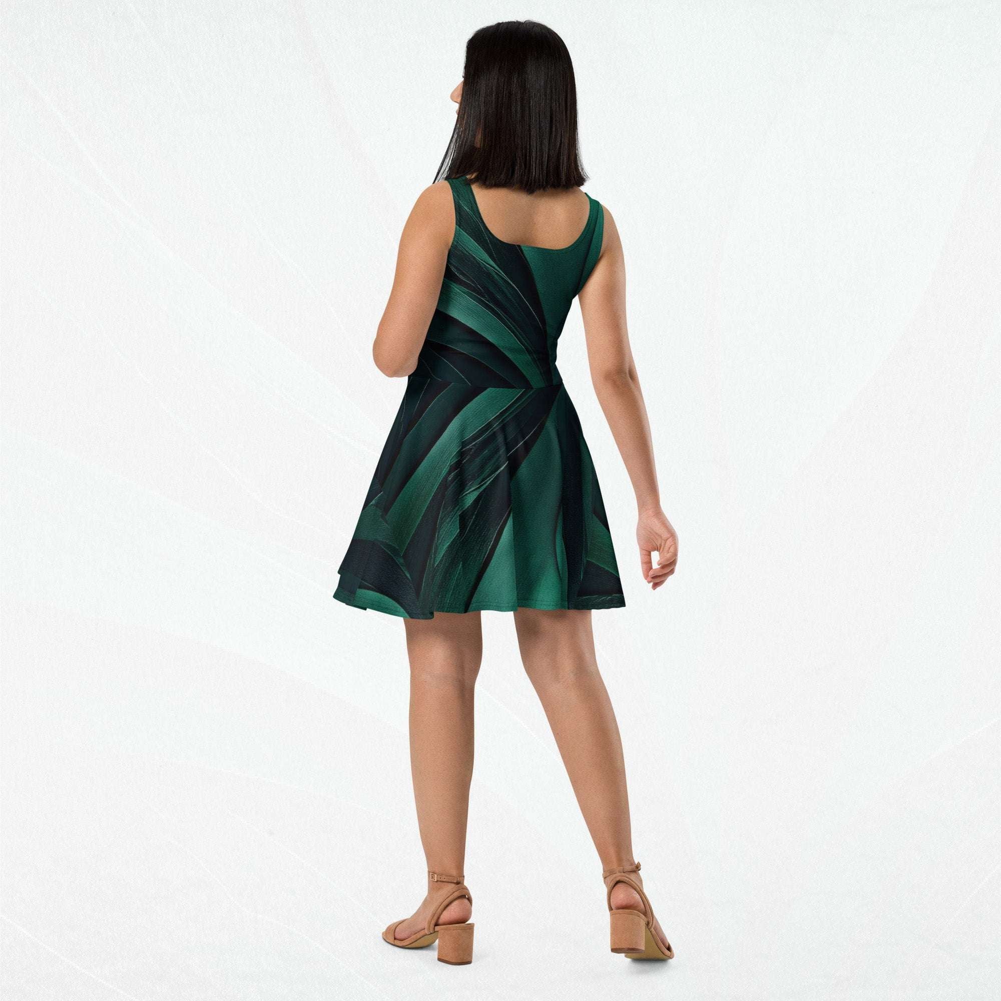 Women's Deep Green Skater Dress (no.04) | Sleeveless Designer-Printed Dresses Xs Women's Deep Green Skater Dress (no.04) | Sleeveless Designer-Printed Dresses Xs