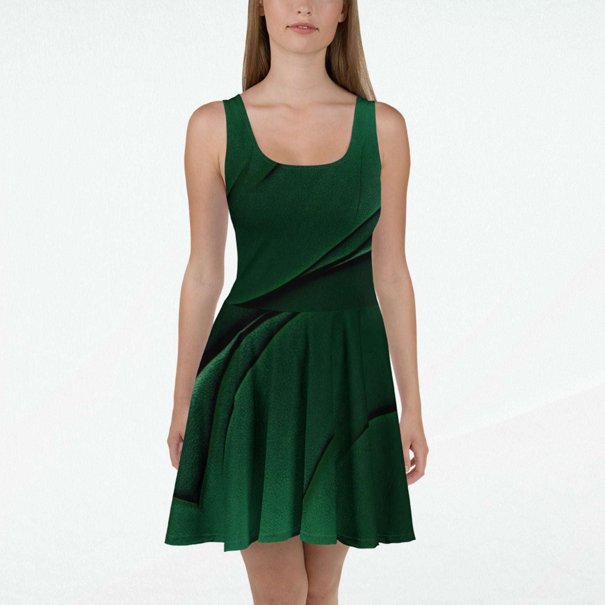 Women's Deep Green Skater Dress (No.09)