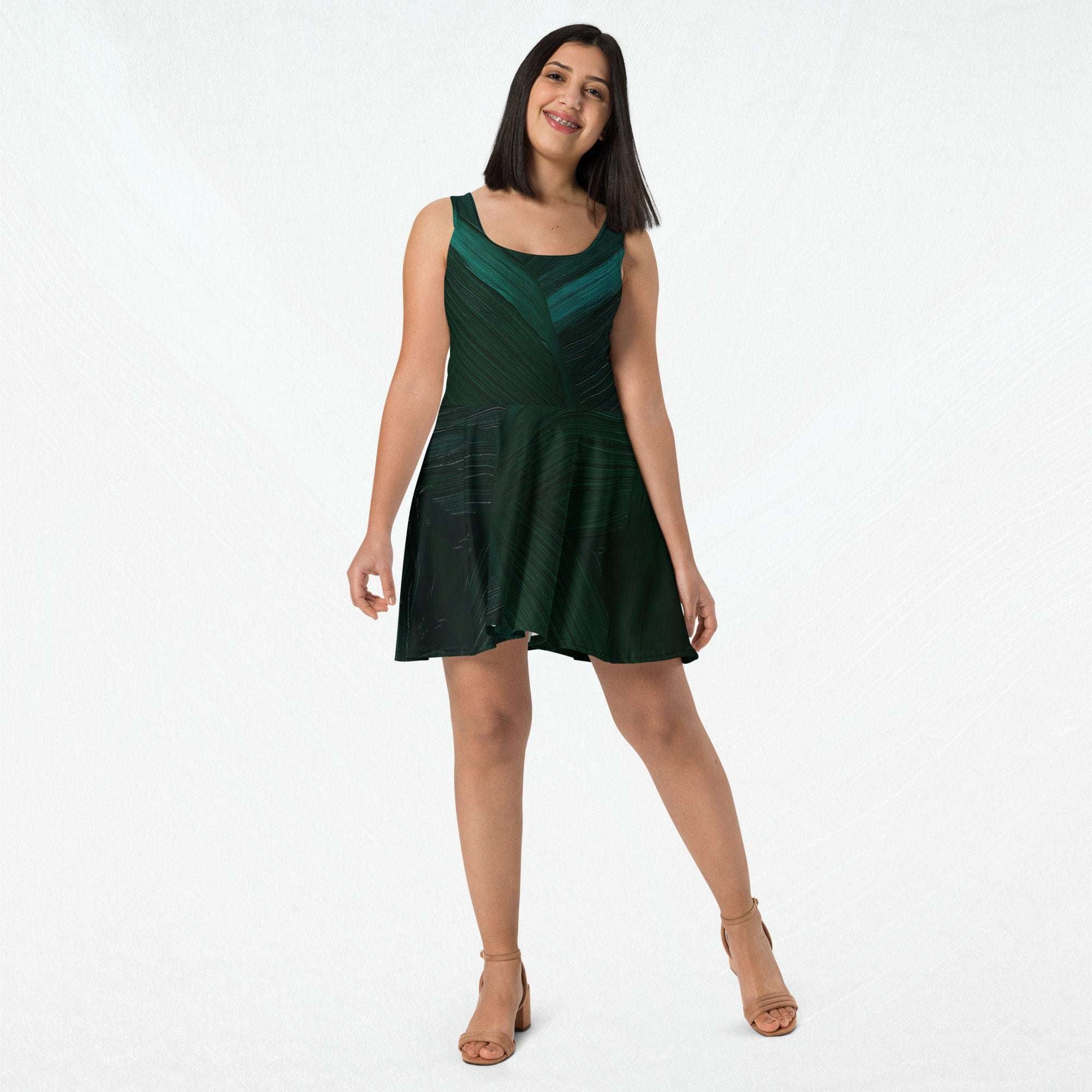Women's Deep Green Skater Dress (No.10)