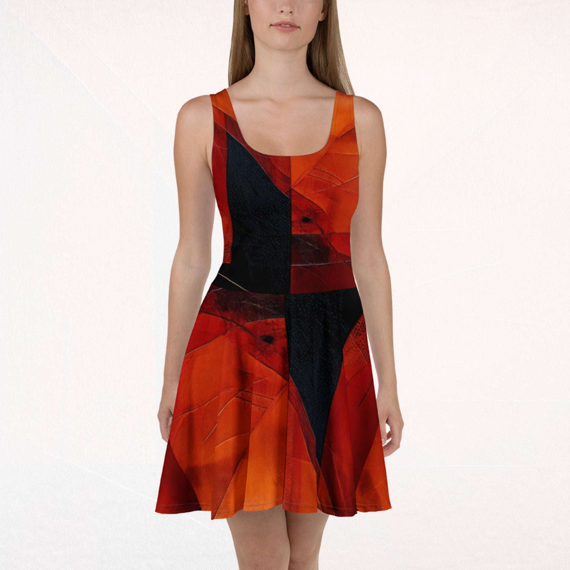 Women's Deep Orange Skater Dress (No.05)