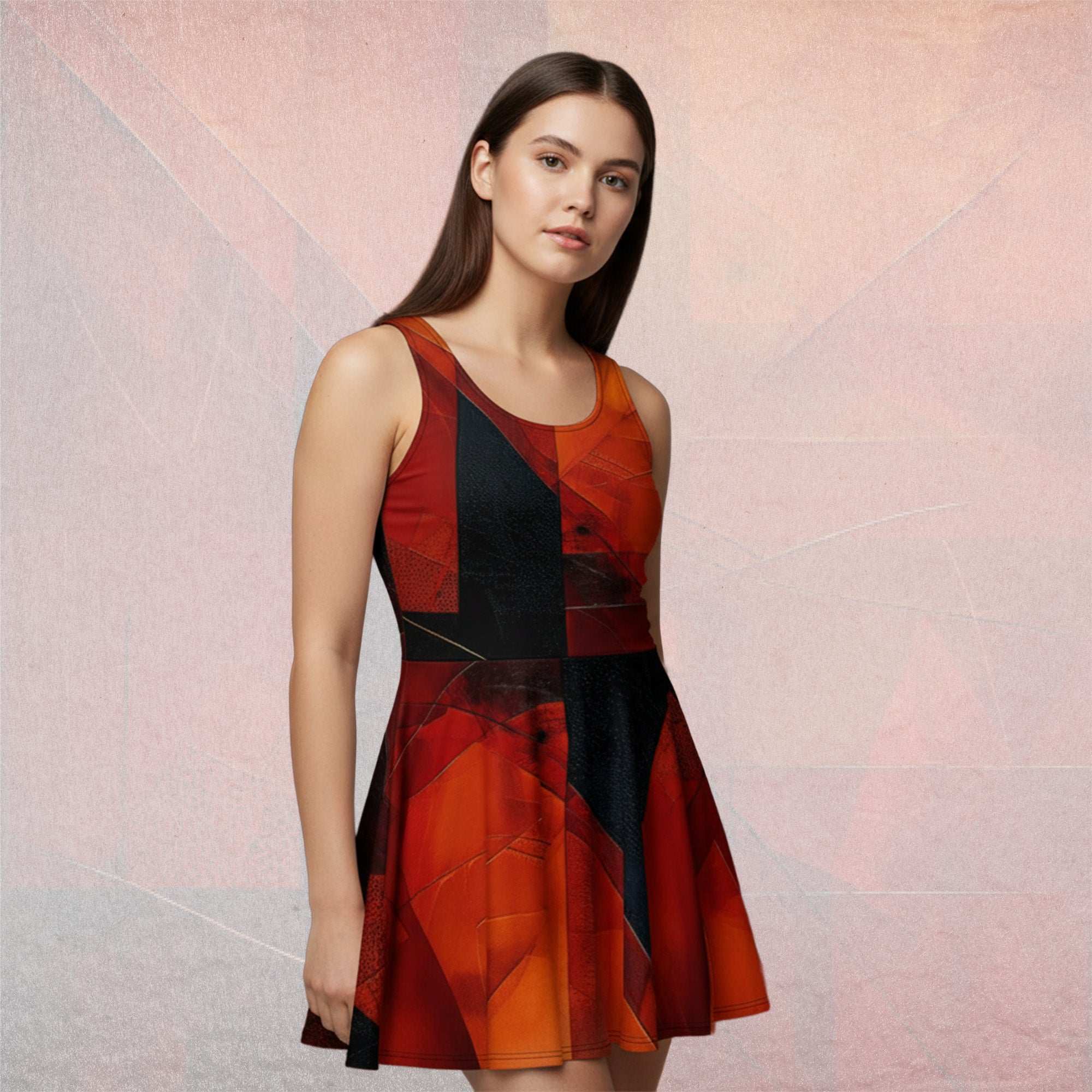 Women's Deep Orange Skater Dress (No.05)