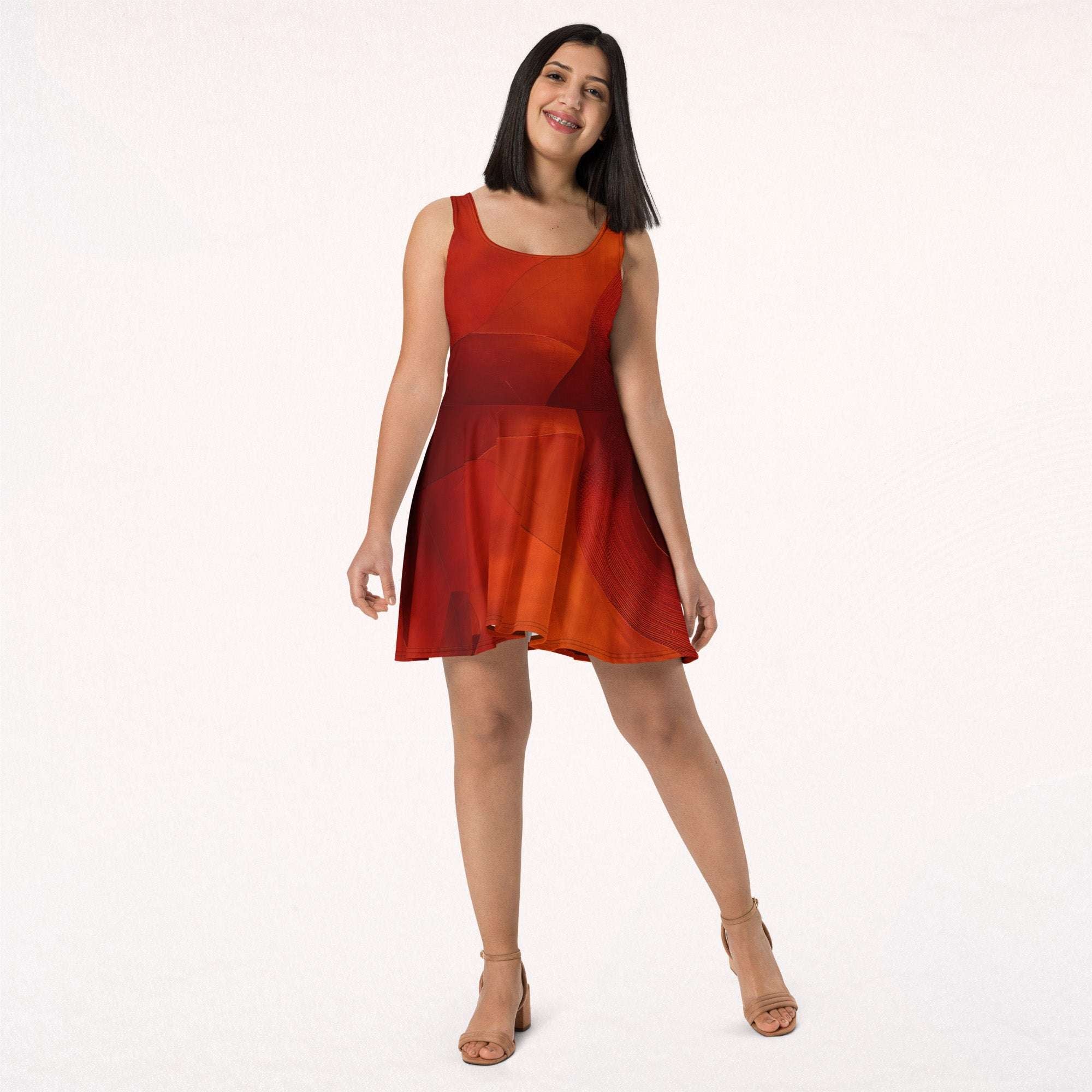 Women's Deep Orange Skater Dress (No.06)
