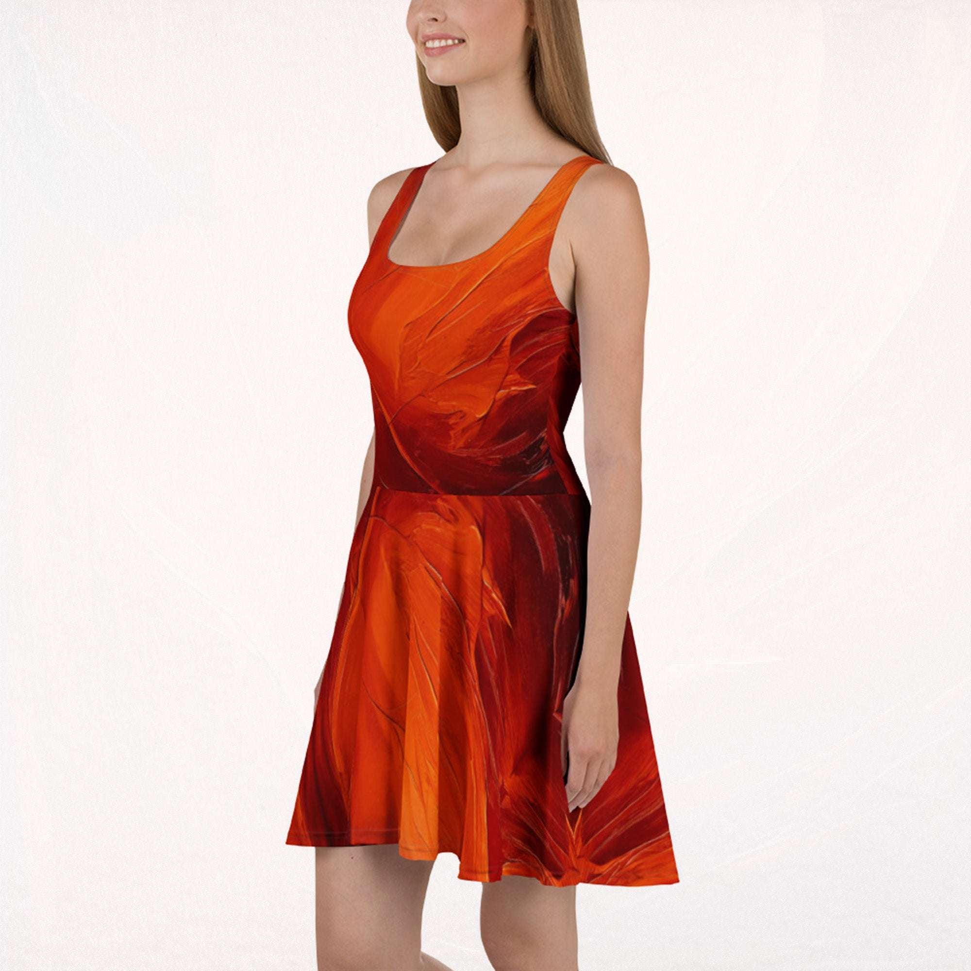 Women's Deep Orange Skater Dress (No.07)