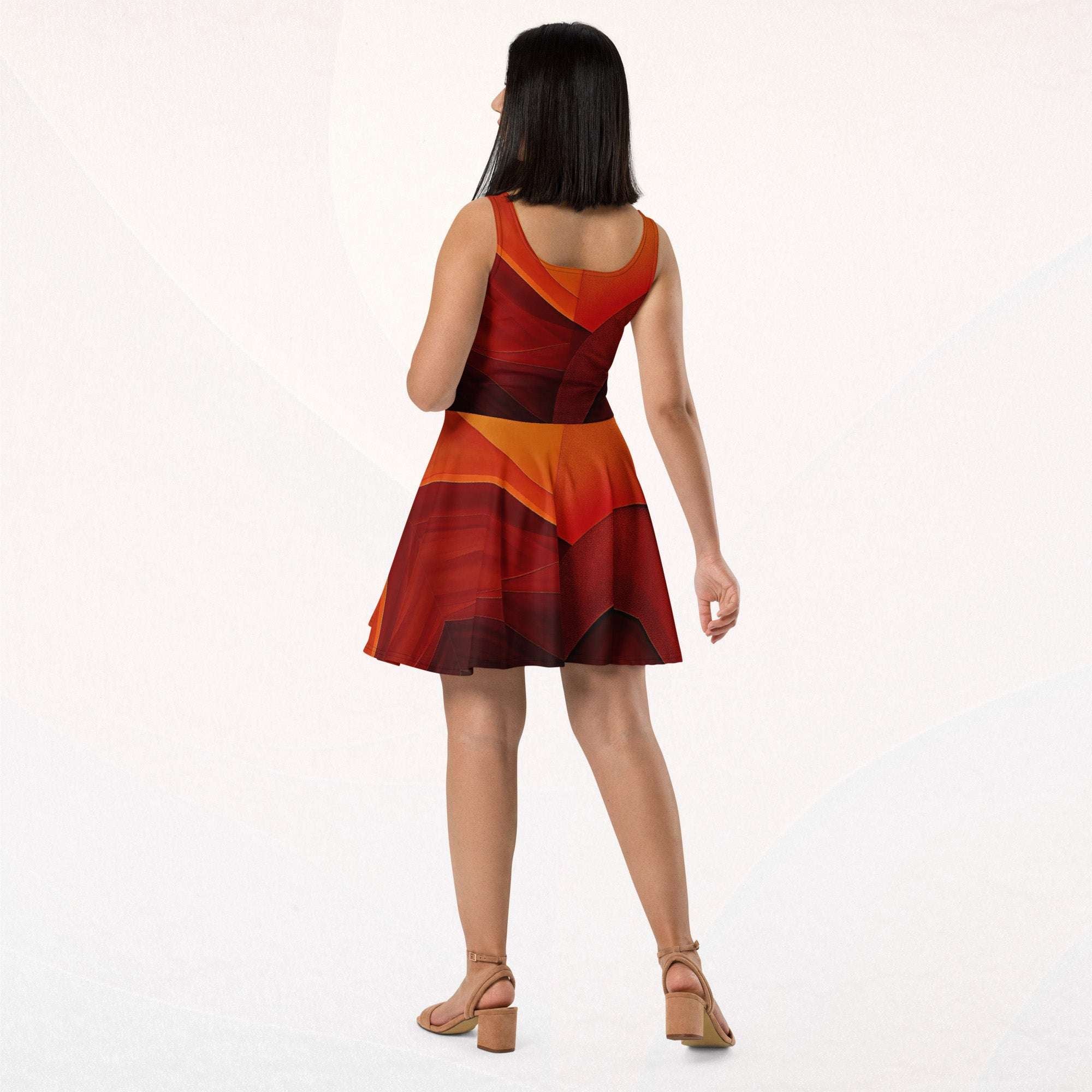 Women's Deep Orange Skater Dress (No.10)
