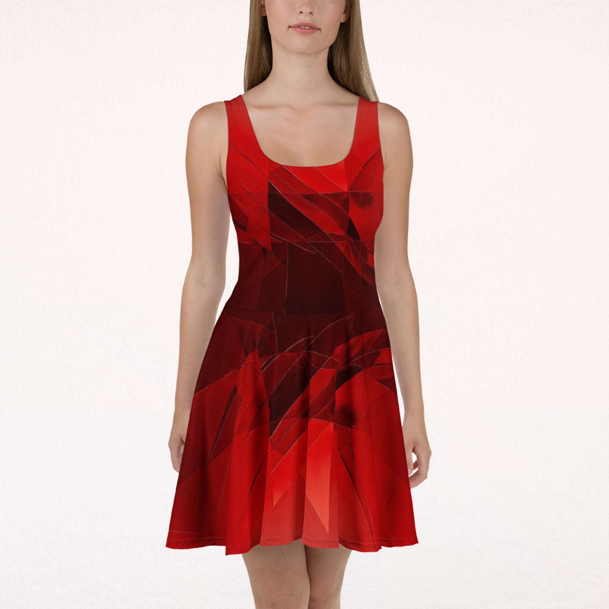 Women's Deep Red Skater Dress (No.03)