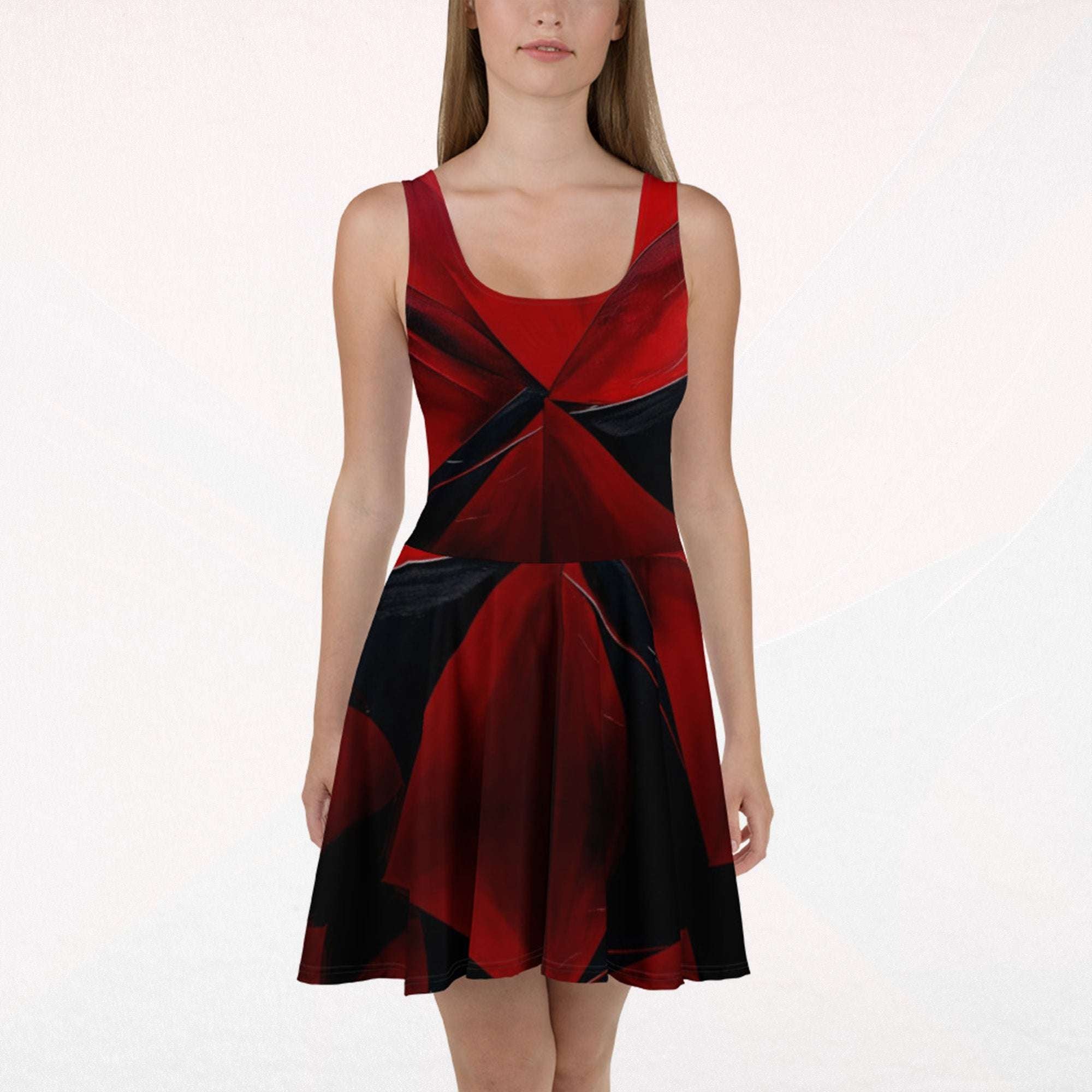 Women's Deep Red Skater Dress (No.05)