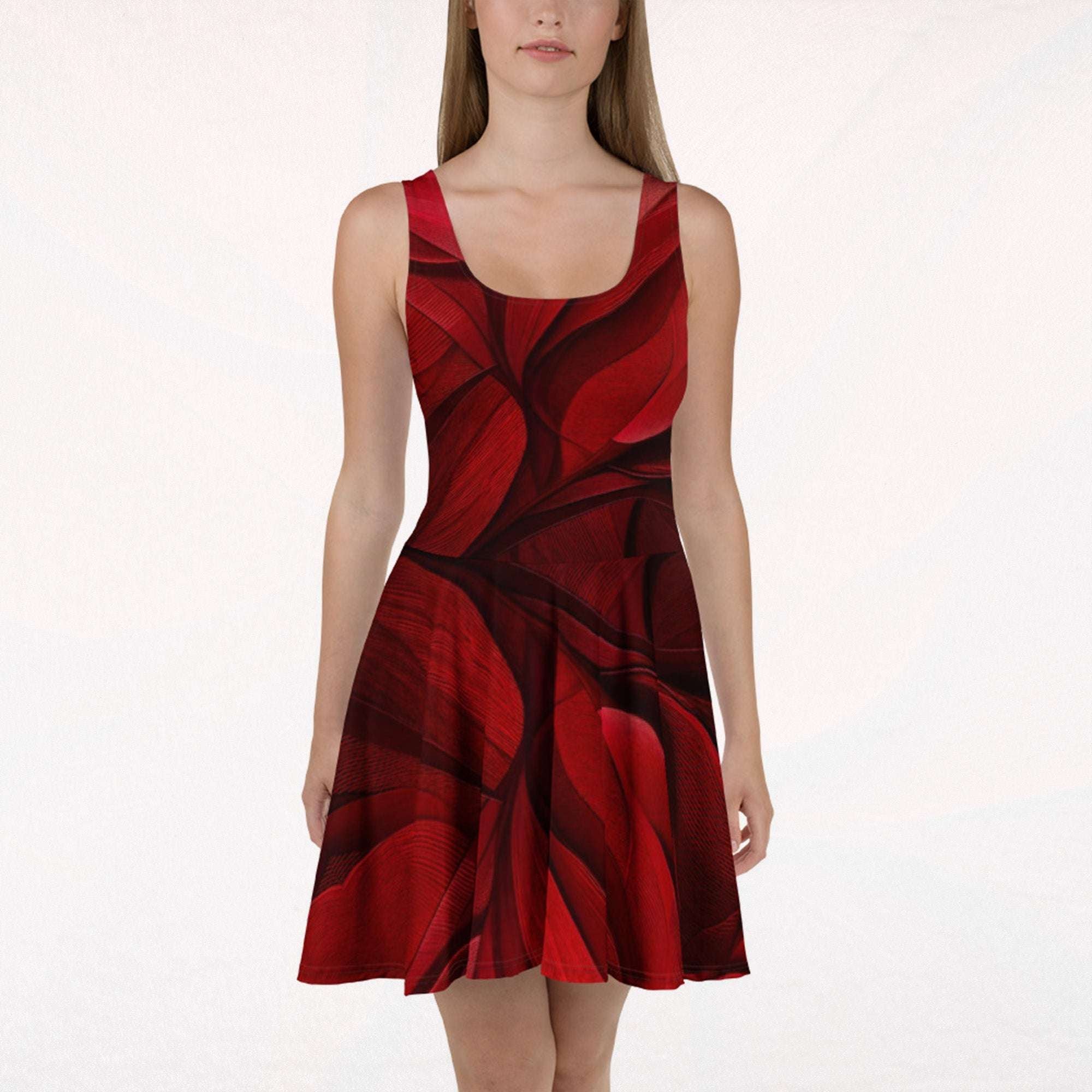 Women's Deep Red Skater Dress (No.09)