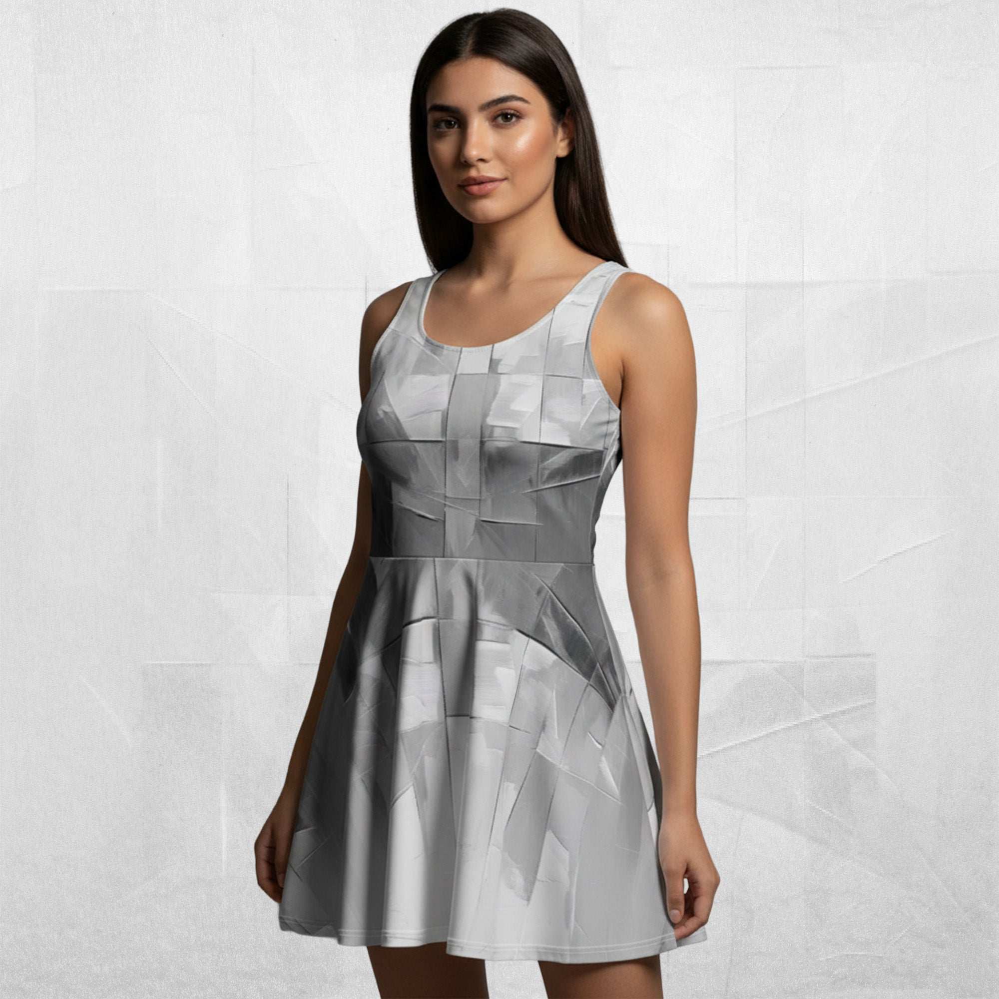 Women's Deep White Skater Dress (No.07)