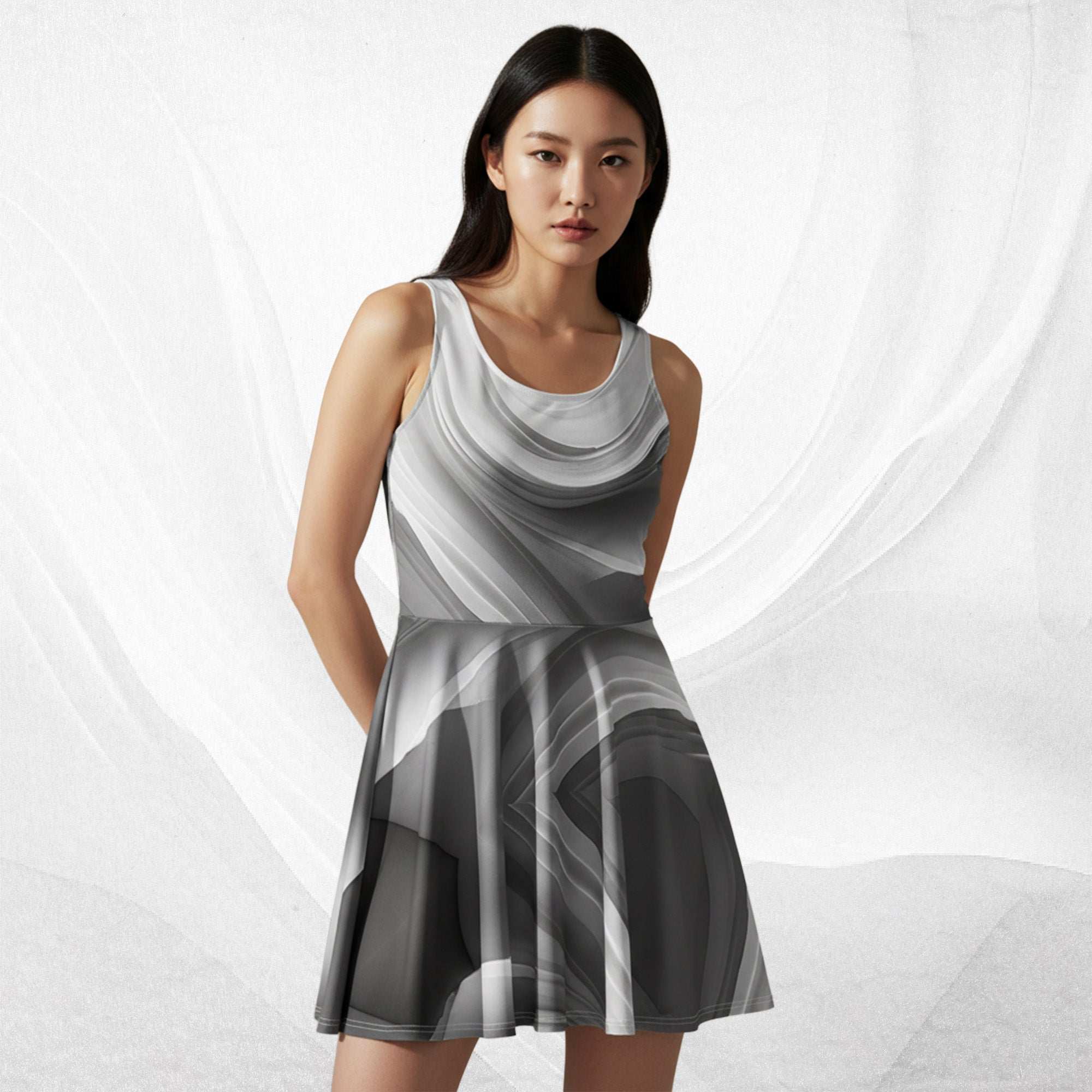 Women's Deep White Skater Dress (No.08)