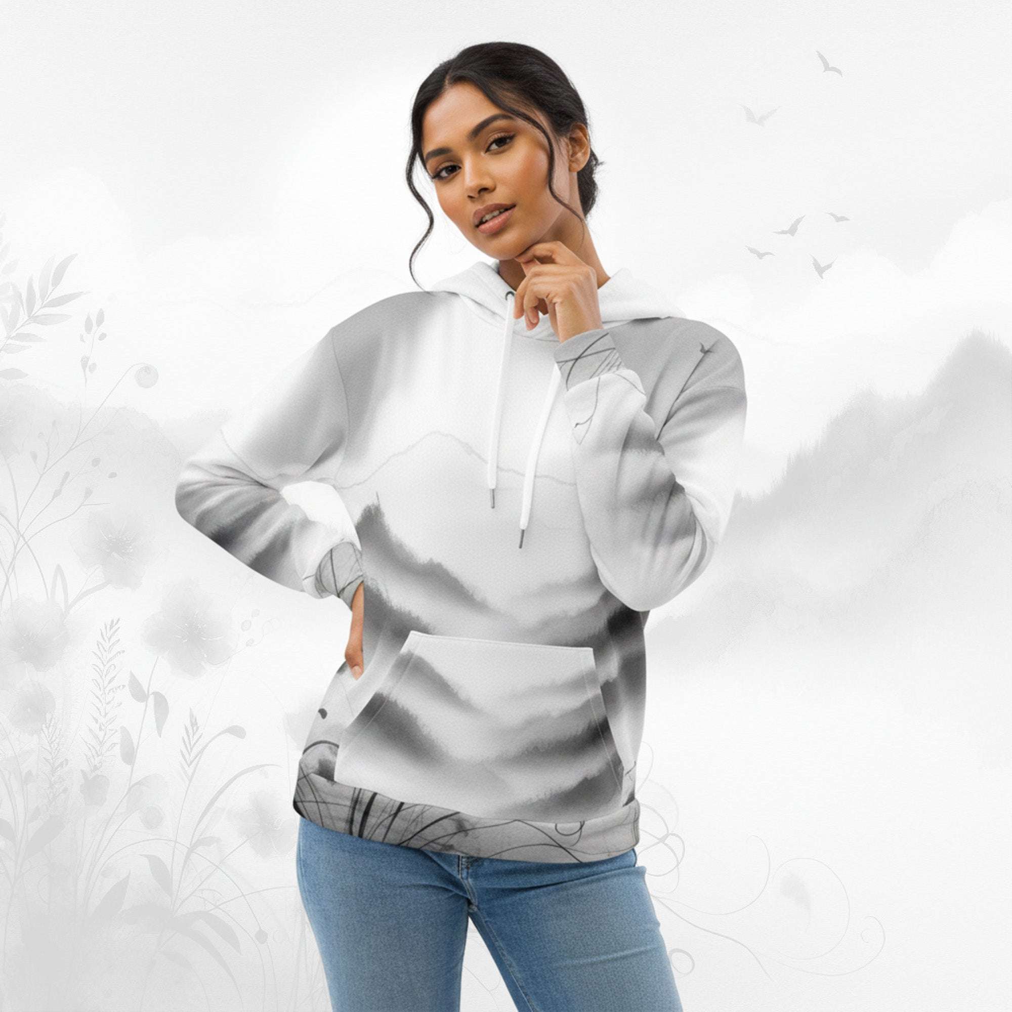 Women's Watercolour-Print Muse Hoodie (No.03)