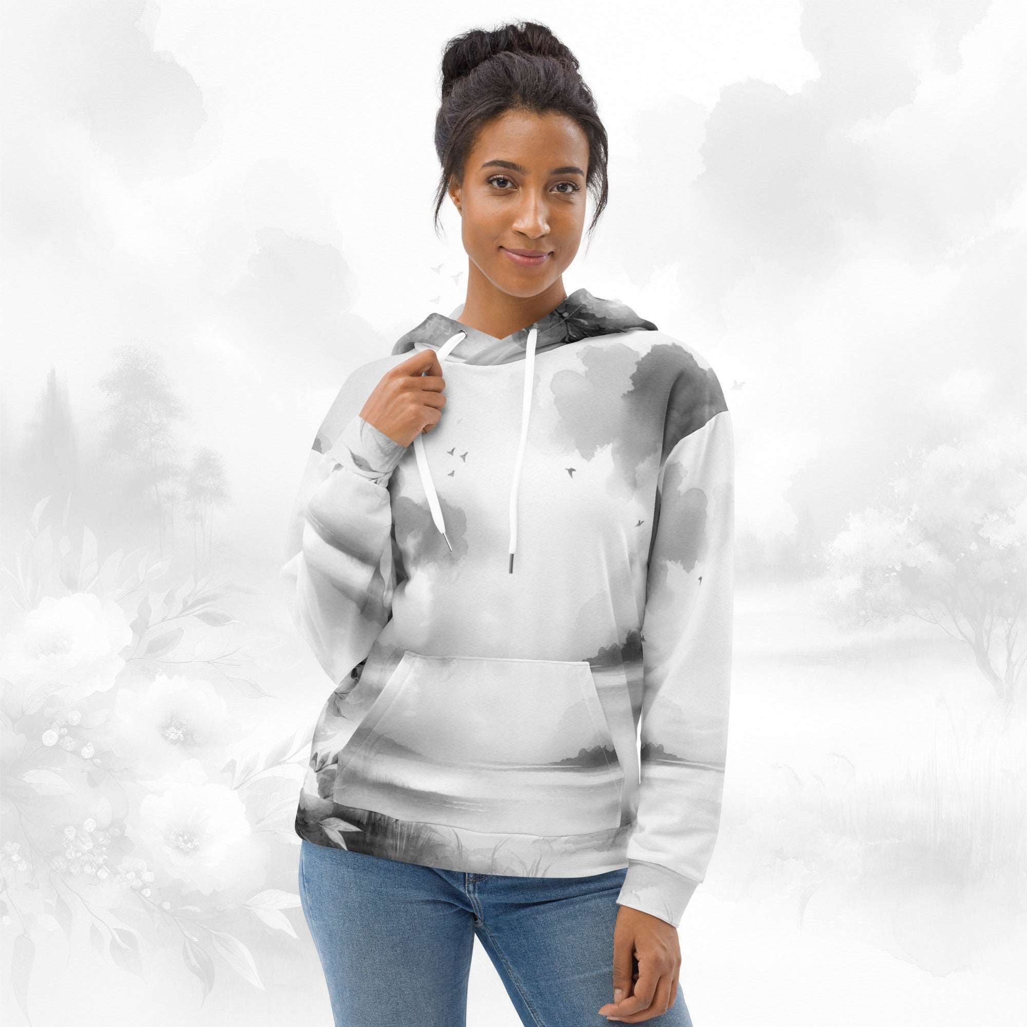 Women's Watercolour-Print Muse Hoodie (No.04)