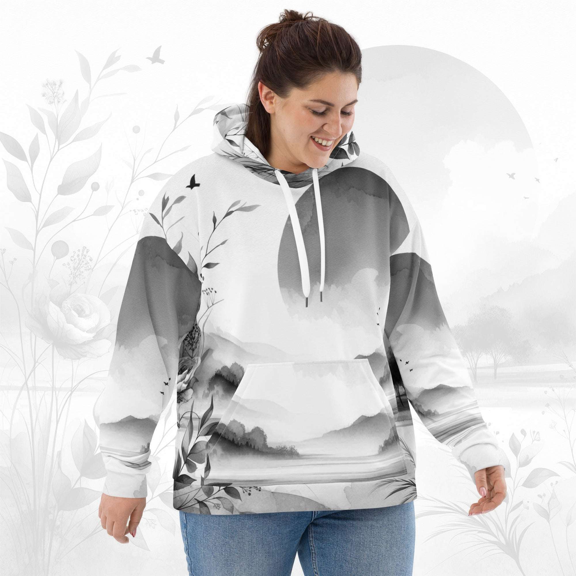Women's Watercolour-Print Muse Hoodie (No.05)