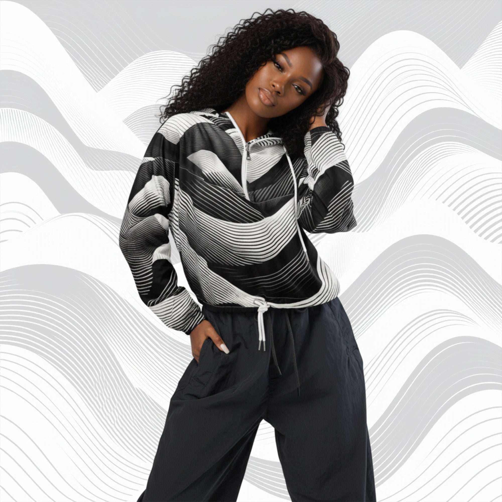 Women's ICN Cropped Windbreaker Print (No.02)