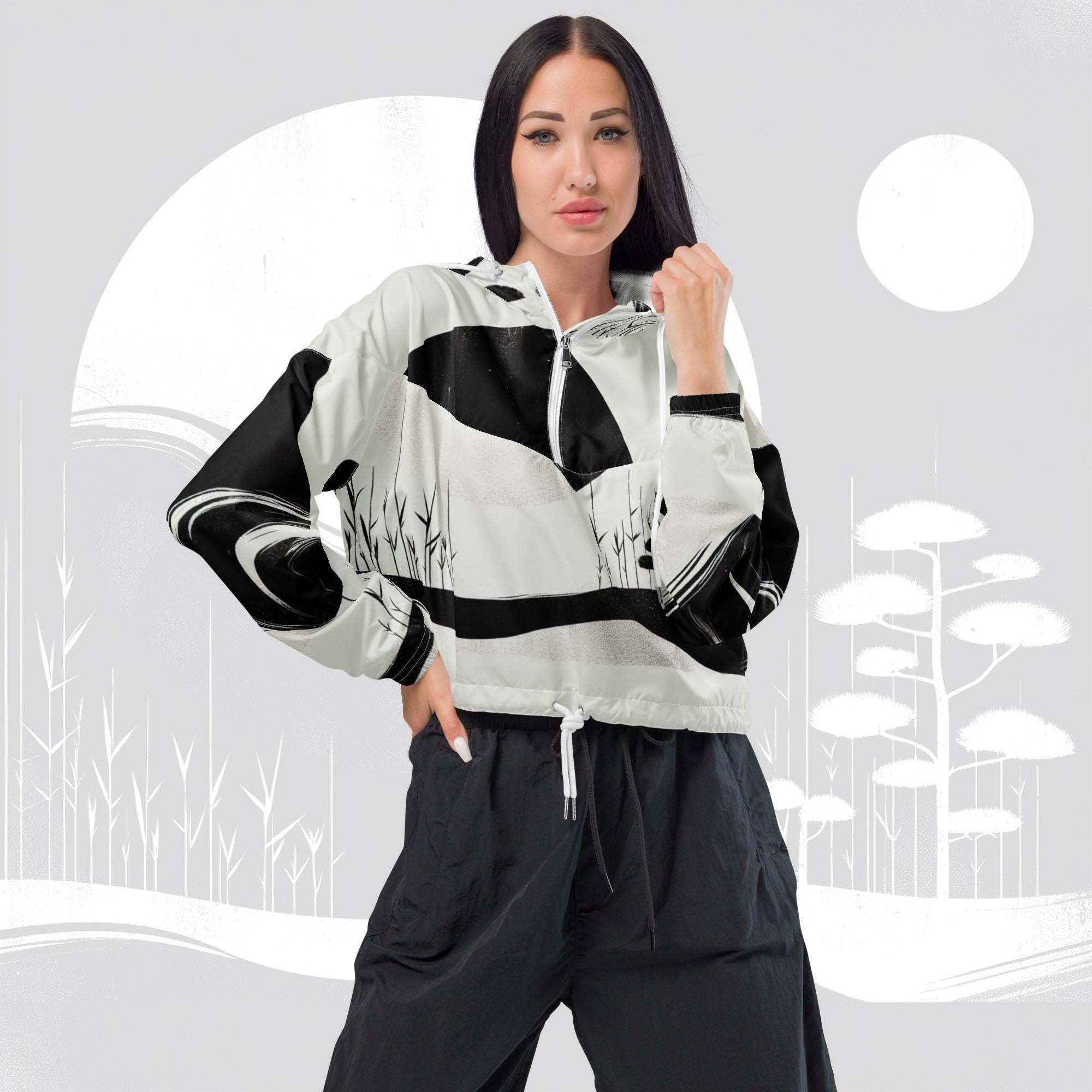 Women's ICN Cropped Windbreaker Print (No.09)