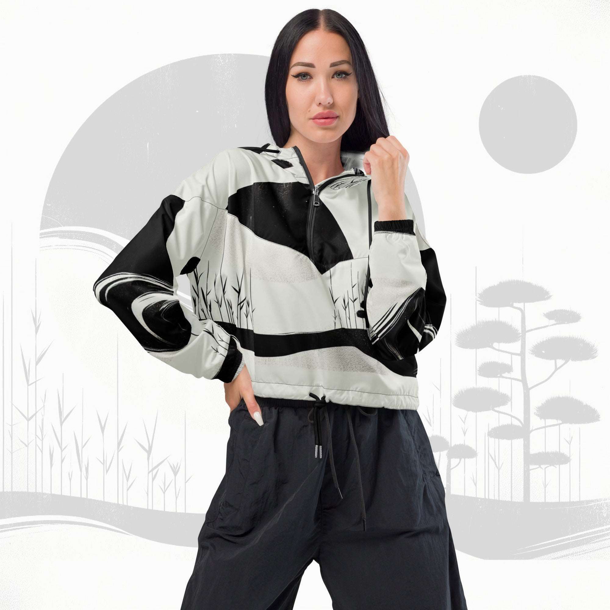 Women's ICN Cropped Windbreaker Print (No.09)