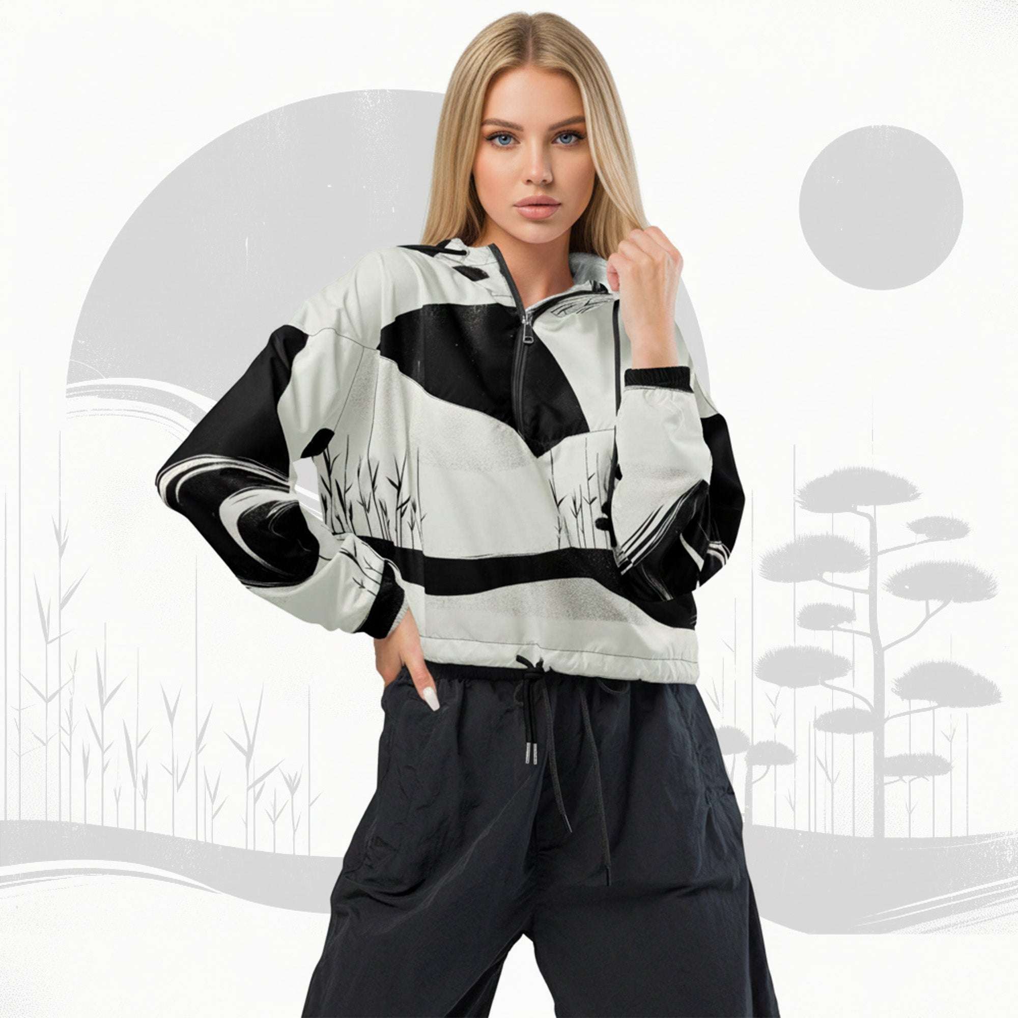 Women's ICN Cropped Windbreaker Print (No.09)