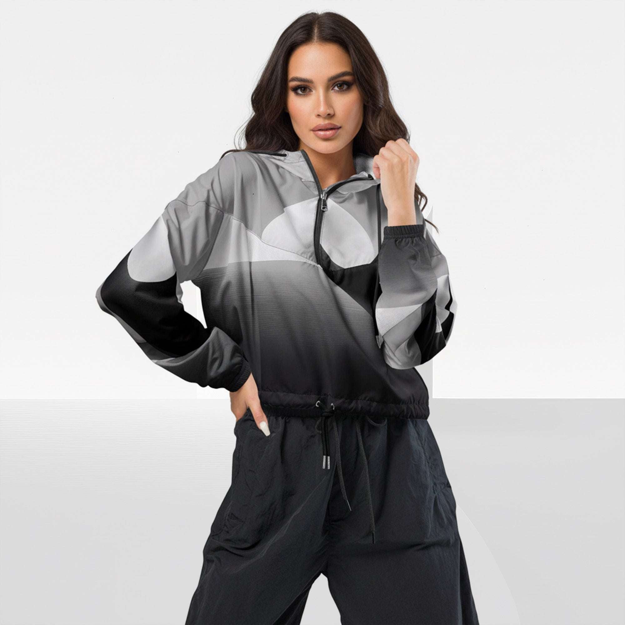 Women's ICN Cropped Windbreaker Print (No.17)