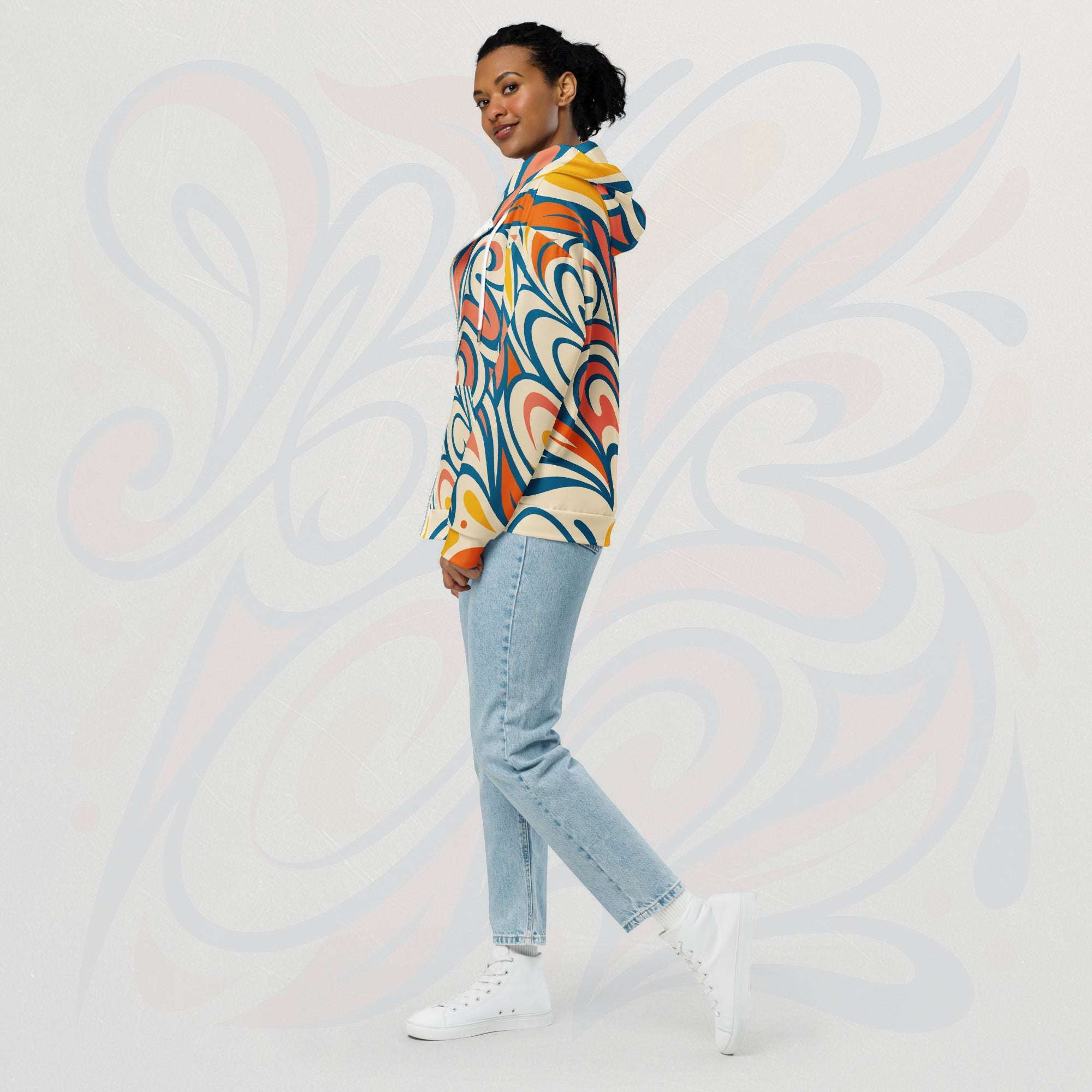 Women's Coral Canvas Hoodie (No.11)